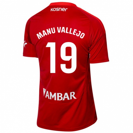 Kandiny Niño Camiseta Manu Vallejo #19 Blanco Azul 2ª Equipación 2024/25 La Camisa Chile