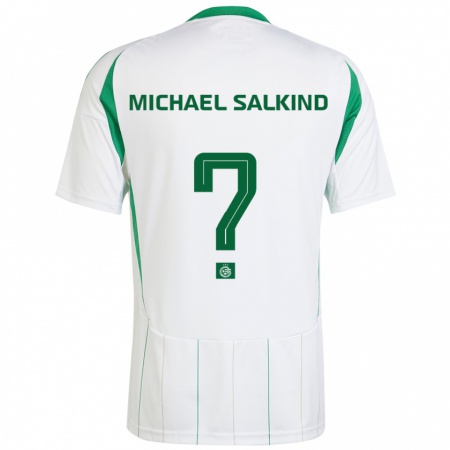 Kandiny Niño Camiseta Liav Michael Salkind #0 Blanco Verde 2ª Equipación 2024/25 La Camisa Chile