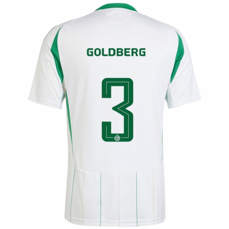 Kandiny Niño Camiseta Shon Goldberg #3 Blanco Verde 2ª Equipación 2024/25 La Camisa Chile