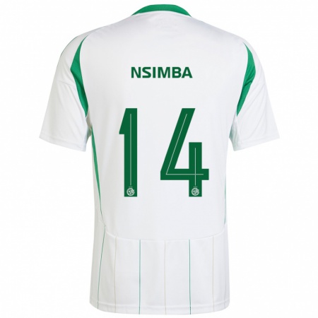 Kandiny Niño Camiseta Vital Nsimba #14 Blanco Verde 2ª Equipación 2024/25 La Camisa Chile