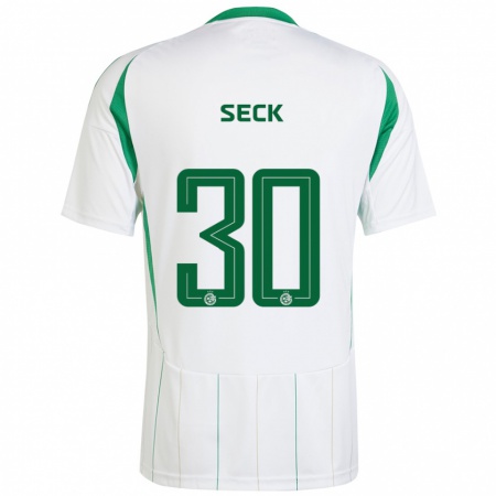 Kandiny Niño Camiseta Abdoulaye Seck #30 Blanco Verde 2ª Equipación 2024/25 La Camisa Chile