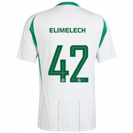 Kandiny Niño Camiseta Roey Elimelech #42 Blanco Verde 2ª Equipación 2024/25 La Camisa Chile