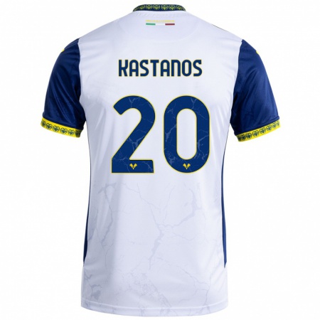 Kandiny Niño Camiseta Grigoris Kastanos #20 Blanco Azul 2ª Equipación 2024/25 La Camisa Chile