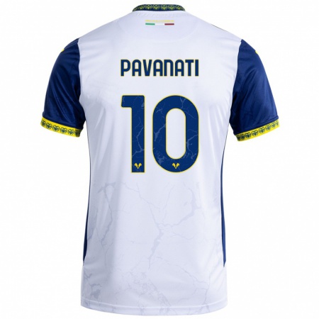 Kandiny Niño Camiseta Alessandro Pavanati #10 Blanco Azul 2ª Equipación 2024/25 La Camisa Chile