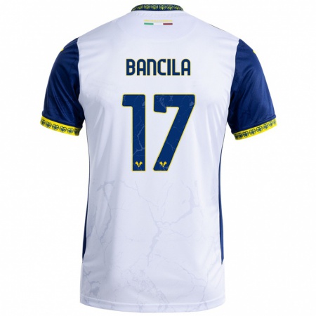 Kandiny Niño Camiseta Darius Băncilă #17 Blanco Azul 2ª Equipación 2024/25 La Camisa Chile