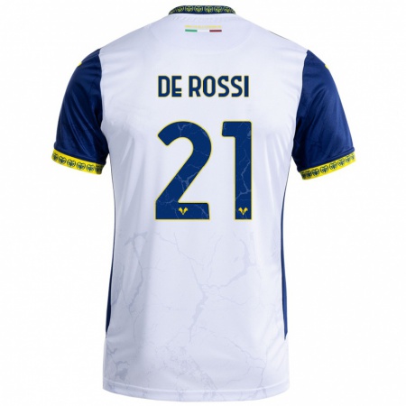 Kandiny Niño Camiseta Michele De Rossi #21 Blanco Azul 2ª Equipación 2024/25 La Camisa Chile