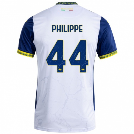 Kandiny Niño Camiseta Mathis Philippe #44 Blanco Azul 2ª Equipación 2024/25 La Camisa Chile