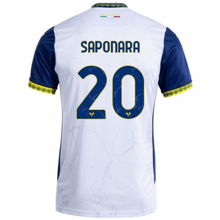 Kandiny Niño Camiseta Riccardo Saponara #20 Blanco Azul 2ª Equipación 2024/25 La Camisa Chile