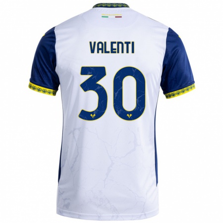 Kandiny Niño Camiseta Francesco Valenti #30 Blanco Azul 2ª Equipación 2024/25 La Camisa Chile