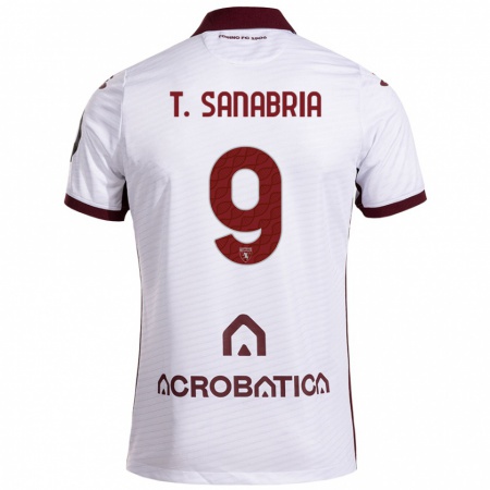 Kandiny Niño Camiseta Antonio Sanabria #9 Blanco Granate 2ª Equipación 2024/25 La Camisa Chile