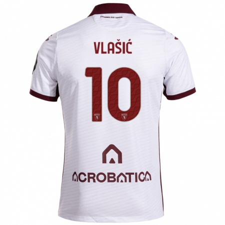 Kandiny Niño Camiseta Nikola Vlašić #10 Blanco Granate 2ª Equipación 2024/25 La Camisa Chile