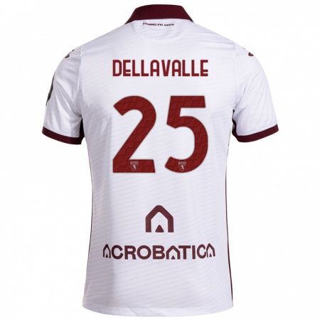 Kandiny Niño Camiseta Alessandro Dellavalle #25 Blanco Granate 2ª Equipación 2024/25 La Camisa Chile