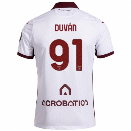 Kandiny Niño Camiseta Duván Zapata #91 Blanco Granate 2ª Equipación 2024/25 La Camisa Chile