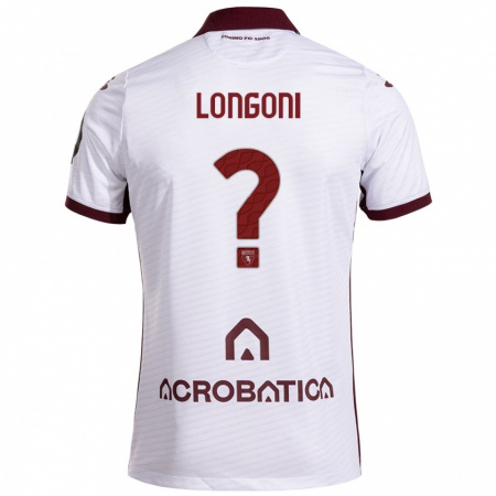 Kandiny Niño Camiseta Marco Longoni #0 Blanco Granate 2ª Equipación 2024/25 La Camisa Chile