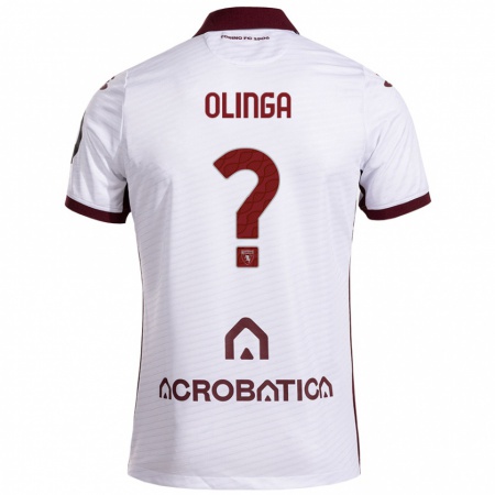 Kandiny Niño Camiseta Kenny Olinga #0 Blanco Granate 2ª Equipación 2024/25 La Camisa Chile