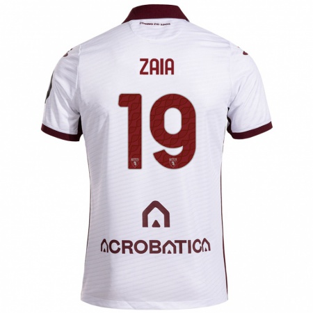 Kandiny Niño Camiseta Edoardo Zaia #19 Blanco Granate 2ª Equipación 2024/25 La Camisa Chile