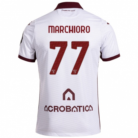 Kandiny Niño Camiseta Raffaele Marchioro #77 Blanco Granate 2ª Equipación 2024/25 La Camisa Chile