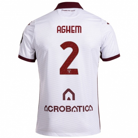 Kandiny Niño Camiseta Brigitta Aghem #2 Blanco Granate 2ª Equipación 2024/25 La Camisa Chile