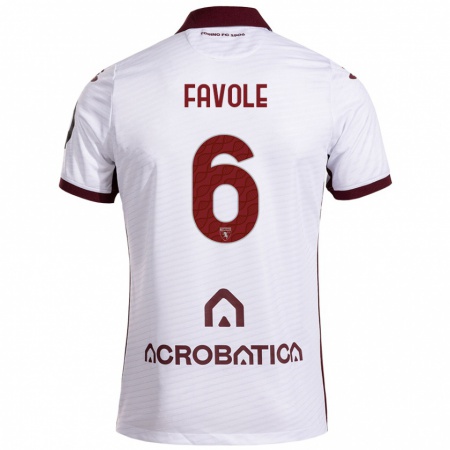 Kandiny Niño Camiseta Stefania Favole #6 Blanco Granate 2ª Equipación 2024/25 La Camisa Chile