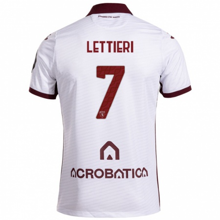 Kandiny Niño Camiseta Jessica Lettieri #7 Blanco Granate 2ª Equipación 2024/25 La Camisa Chile