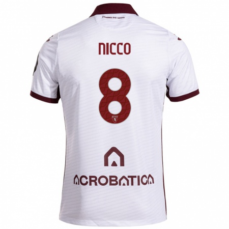 Kandiny Niño Camiseta Giada Nicco #8 Blanco Granate 2ª Equipación 2024/25 La Camisa Chile