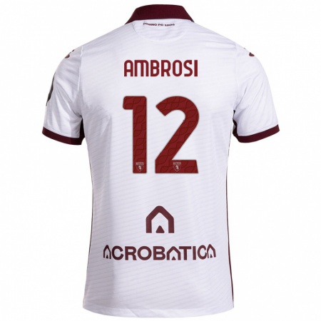 Kandiny Niño Camiseta Martina Ambrosi #12 Blanco Granate 2ª Equipación 2024/25 La Camisa Chile