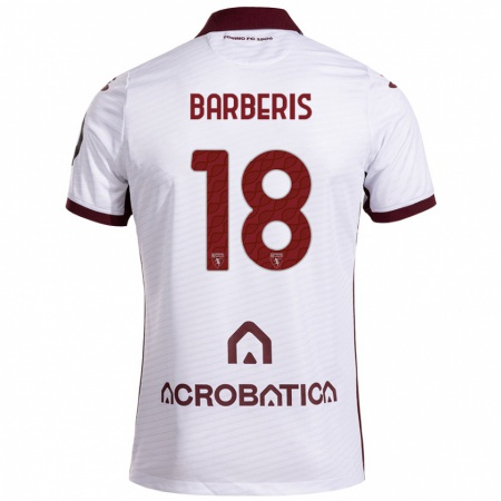 Kandiny Niño Camiseta Laura Barberis #18 Blanco Granate 2ª Equipación 2024/25 La Camisa Chile