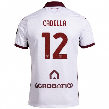 Kandiny Niño Camiseta Matteo Cabella #12 Blanco Granate 2ª Equipación 2024/25 La Camisa Chile