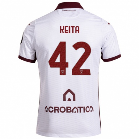 Kandiny Niño Camiseta Karamoko Keita #42 Blanco Granate 2ª Equipación 2024/25 La Camisa Chile