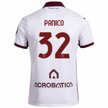 Kandiny Niño Camiseta Patrizia Panico #32 Blanco Granate 2ª Equipación 2024/25 La Camisa Chile