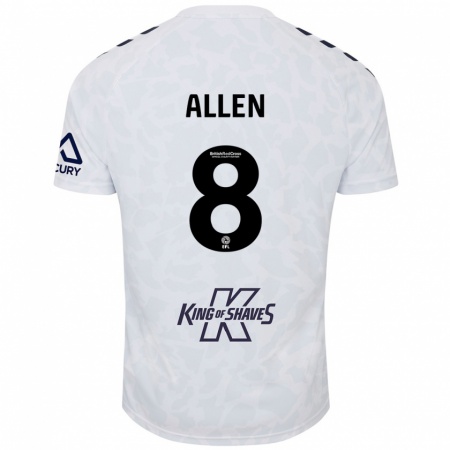 Kandiny Niño Camiseta Jamie Allen #8 Blanco 2ª Equipación 2024/25 La Camisa Chile