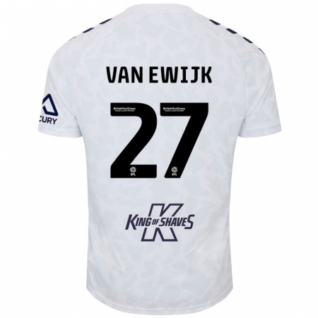 Kandiny Niño Camiseta Milan Van Ewijk #27 Blanco 2ª Equipación 2024/25 La Camisa Chile