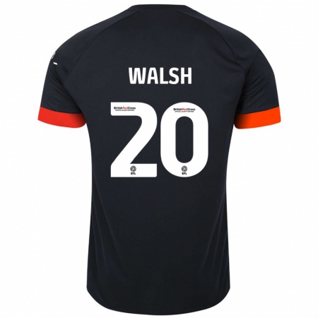 Kandiny Niño Camiseta Liam Walsh #20 Negro Naranja 2ª Equipación 2024/25 La Camisa Chile