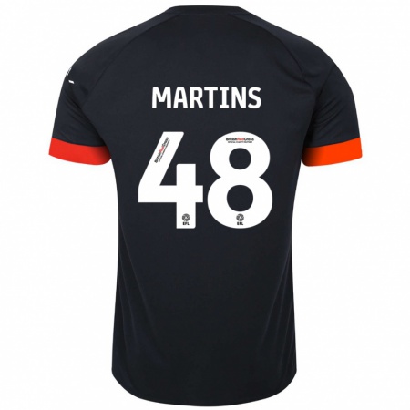 Kandiny Niño Camiseta Dominic Dos Santos Martins #48 Negro Naranja 2ª Equipación 2024/25 La Camisa Chile