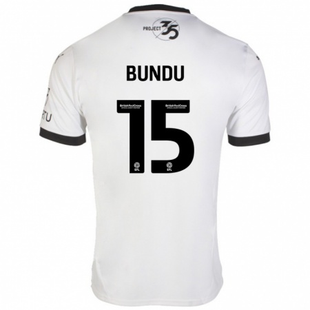 Kandiny Niño Camiseta Mustapha Bundu #15 Blanco Negro 2ª Equipación 2024/25 La Camisa Chile