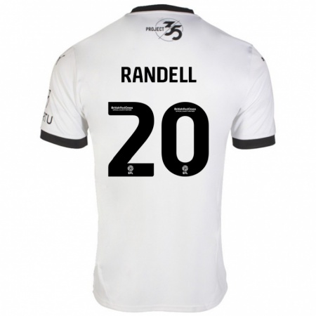 Kandiny Niño Camiseta Adam Randell #20 Blanco Negro 2ª Equipación 2024/25 La Camisa Chile