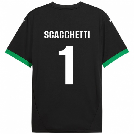 Kandiny Hombre Camiseta Alessandro Scacchetti #1 Negro Verde Oscuro 1ª Equipación 2024/25 La Camisa Chile