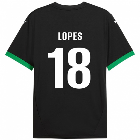 Kandiny Hombre Camiseta Emerick Lopes #18 Negro Verde Oscuro 1ª Equipación 2024/25 La Camisa Chile