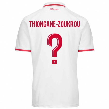 Kandiny Hombre Camiseta Ackah-Tidiane Thiongane-Zoukrou #0 Blanco Rojo 1ª Equipación 2024/25 La Camisa Chile