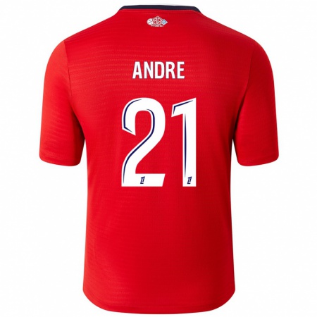 Kandiny Hombre Camiseta Benjamin André #21 Rojo Blanco 1ª Equipación 2024/25 La Camisa Chile