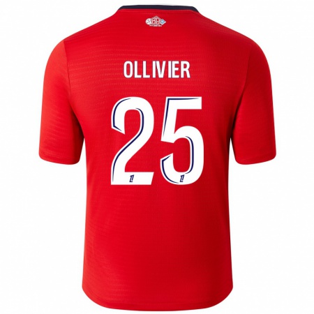 Kandiny Hombre Camiseta Agathe Ollivier #25 Rojo Blanco 1ª Equipación 2024/25 La Camisa Chile