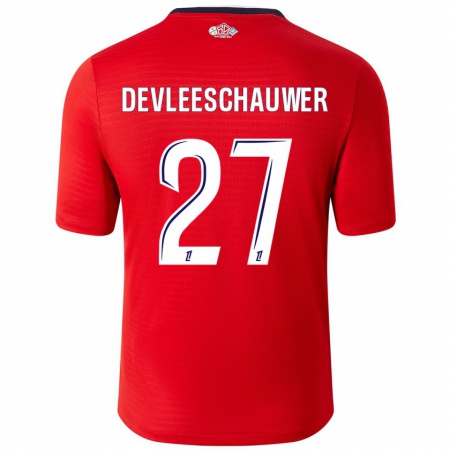 Kandiny Hombre Camiseta Gwenaëlle Devleeschauwer #27 Rojo Blanco 1ª Equipación 2024/25 La Camisa Chile