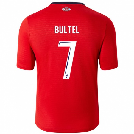 Kandiny Hombre Camiseta Ludivine Bultel #7 Rojo Blanco 1ª Equipación 2024/25 La Camisa Chile