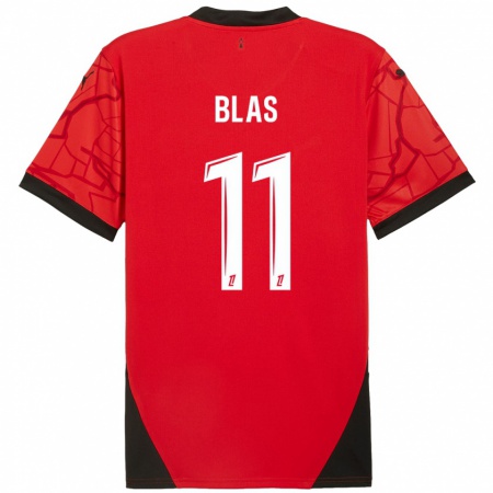 Kandiny Hombre Camiseta Ludovic Blas #11 Rojo Negro 1ª Equipación 2024/25 La Camisa Chile