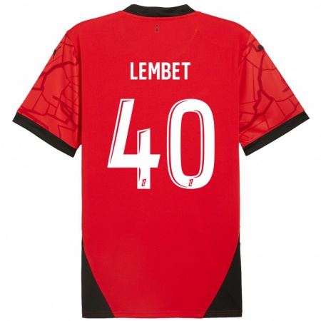 Kandiny Hombre Camiseta Geoffrey Lembet #40 Rojo Negro 1ª Equipación 2024/25 La Camisa Chile