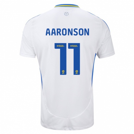 Kandiny Hombre Camiseta Brenden Aaronson #11 Blanco Azul 1ª Equipación 2024/25 La Camisa Chile