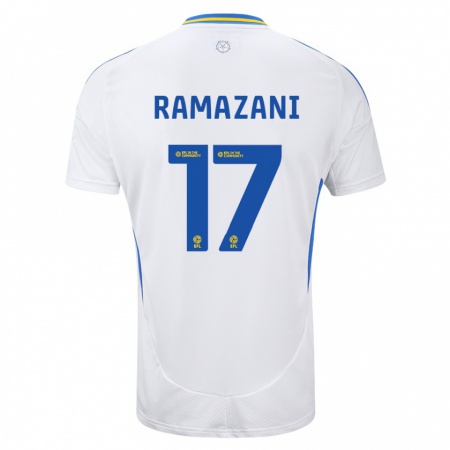 Kandiny Hombre Camiseta Largie Ramazani #17 Blanco Azul 1ª Equipación 2024/25 La Camisa Chile