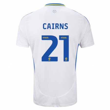 Kandiny Hombre Camiseta Alex Cairns #21 Blanco Azul 1ª Equipación 2024/25 La Camisa Chile