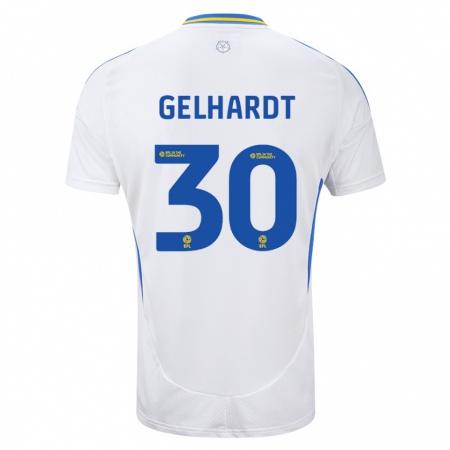 Kandiny Hombre Camiseta Joe Gelhardt #30 Blanco Azul 1ª Equipación 2024/25 La Camisa Chile