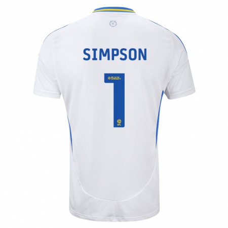 Kandiny Hombre Camiseta Carrie Simpson #1 Blanco Azul 1ª Equipación 2024/25 La Camisa Chile